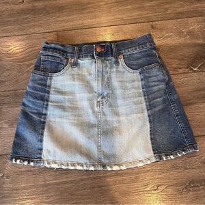 Madewell Patchwork Denim Mini Skirt Womens Size 27 Light Medium Wash
